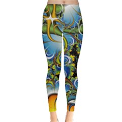 Fractal Background With Abstract Streak Shape Leggings  by Simbadda