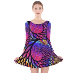 3d Fractal Mandelbulb Long Sleeve Velvet Skater Dress by Simbadda