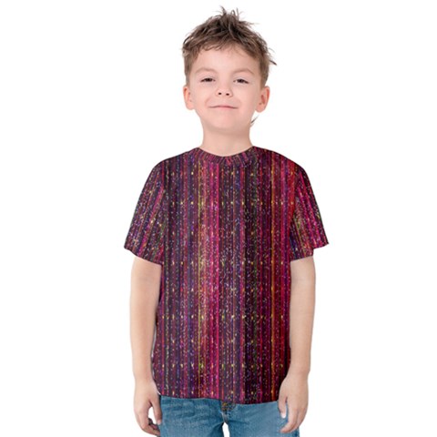 Colorful And Glowing Pixelated Pixel Pattern Kids  Cotton Tee by Simbadda