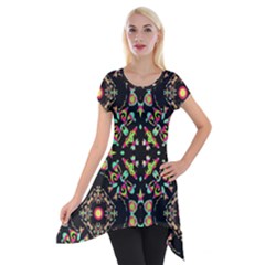 Abstract Elegant Background Pattern Short Sleeve Side Drop Tunic by Simbadda