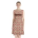 Vintage flower pattern  Sleeveless Chiffon Waist Tie Dress View1