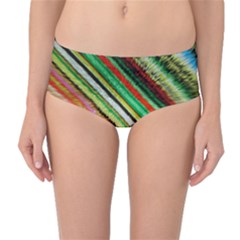 Colorful Stripe Extrude Background Mid-waist Bikini Bottoms by Simbadda