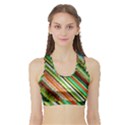 Colorful Stripe Extrude Background Sports Bra with Border View1