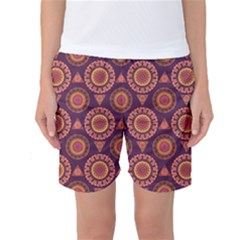 Abstract Seamless Mandala Background Pattern Women s Basketball Shorts by Simbadda