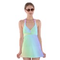 Multi Color Pastel Background Halter Swimsuit Dress View1