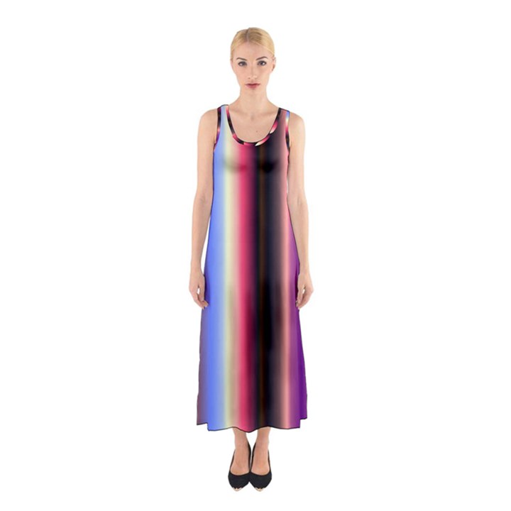 Multi Color Vertical Background Sleeveless Maxi Dress