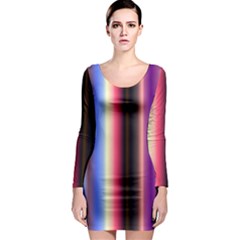 Multi Color Vertical Background Long Sleeve Bodycon Dress