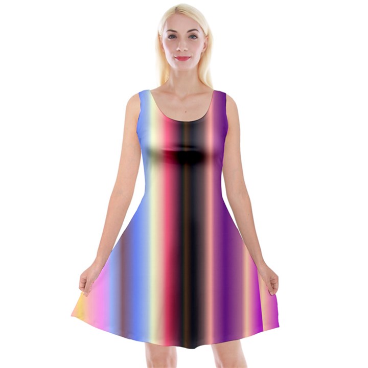 Multi Color Vertical Background Reversible Velvet Sleeveless Dress