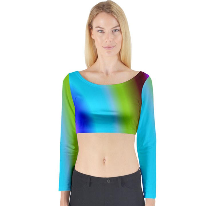 Multi Color Stones Wall Multi Radiant Long Sleeve Crop Top