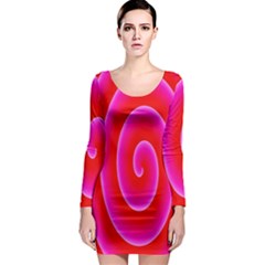 Pink Hypnotic Background Long Sleeve Bodycon Dress by Simbadda