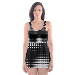 Black And White Modern Wallpaper Skater Dress Swimsuit by Simbadda