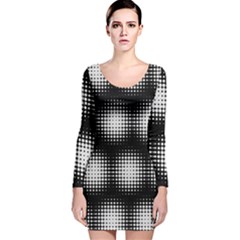 Black And White Modern Wallpaper Long Sleeve Velvet Bodycon Dress by Simbadda