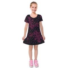 Floral Pattern Background Kids  Short Sleeve Velvet Dress by Simbadda