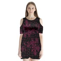 Floral Pattern Background Shoulder Cutout Velvet  One Piece by Simbadda