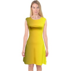 Yellow Gradient Background Capsleeve Midi Dress