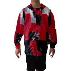 Red Black Gray Background Hooded Wind Breaker (kids) by Simbadda