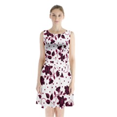 Floral Pattern Sleeveless Chiffon Waist Tie Dress by Simbadda