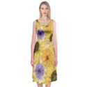 Multi Flower Line Drawing Midi Sleeveless Dress View1