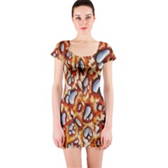 Pebble Painting Short Sleeve Bodycon Dress