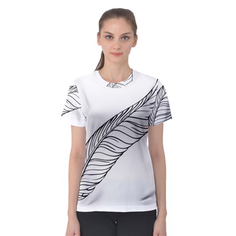 Feather Line Art Women s Sport Mesh Tee by Simbadda