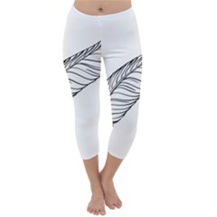 Feather Line Art Capri Winter Leggings  by Simbadda