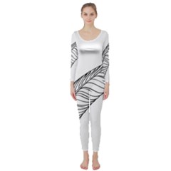 Feather Line Art Long Sleeve Catsuit by Simbadda