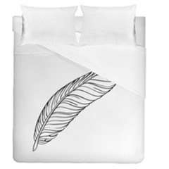 Feather Line Art Duvet Cover Double Side (queen Size) by Simbadda