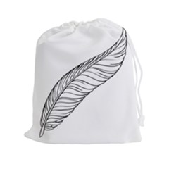 Feather Line Art Drawstring Pouches (xxl) by Simbadda