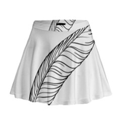 Feather Line Art Mini Flare Skirt by Simbadda