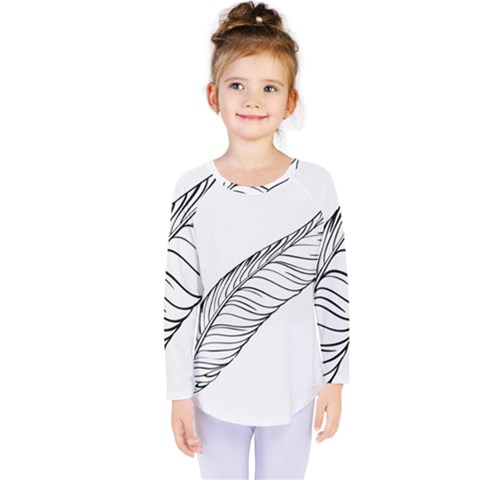 Feather Line Art Kids  Long Sleeve Tee by Simbadda