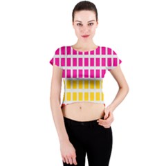 Squares Pattern Background Colorful Squares Wallpaper Crew Neck Crop Top by Simbadda