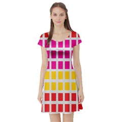 Squares Pattern Background Colorful Squares Wallpaper Short Sleeve Skater Dress by Simbadda