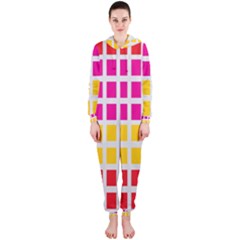 Squares Pattern Background Colorful Squares Wallpaper Hooded Jumpsuit (ladies)  by Simbadda