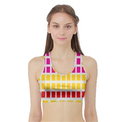 Squares Pattern Background Colorful Squares Wallpaper Sports Bra With Border by Simbadda