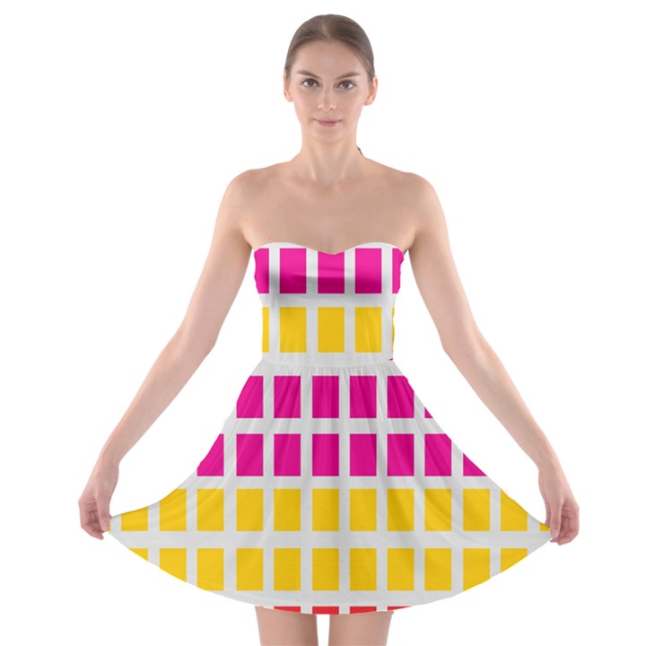 Squares Pattern Background Colorful Squares Wallpaper Strapless Bra Top Dress