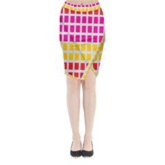 Squares Pattern Background Colorful Squares Wallpaper Midi Wrap Pencil Skirt by Simbadda