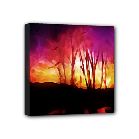 Fall Forest Background Mini Canvas 4  X 4  by Simbadda