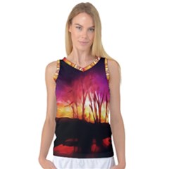 Fall Forest Background Women s Basketball Tank Top by Simbadda