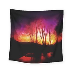 Fall Forest Background Square Tapestry (small)