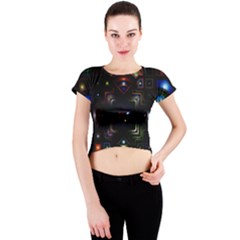 Geometric Line Art Background In Multi Colours Crew Neck Crop Top by Simbadda