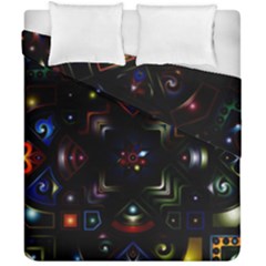 Geometric Line Art Background In Multi Colours Duvet Cover Double Side (california King Size) by Simbadda