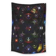 Geometric Line Art Background In Multi Colours Large Tapestry by Simbadda