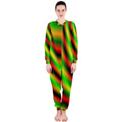 Neon Color Fractal Lines Onepiece Jumpsuit (ladies)  by Simbadda