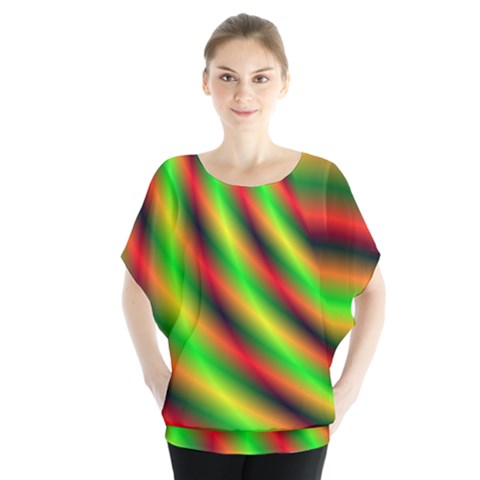 Neon Color Fractal Lines Blouse by Simbadda