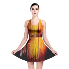 Artistic Effect Fractal Forest Background Reversible Skater Dress by Simbadda