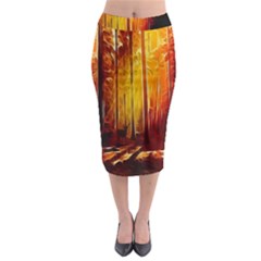 Artistic Effect Fractal Forest Background Midi Pencil Skirt by Simbadda