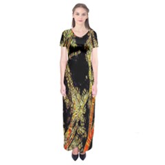 Artistic Effect Fractal Forest Background Short Sleeve Maxi Dress by Simbadda