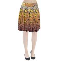 Summer Sun Set Fractal Forest Background Pleated Skirt by Simbadda