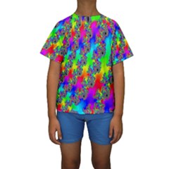 Digital Rainbow Fractal Kids  Short Sleeve Swimwear by Simbadda