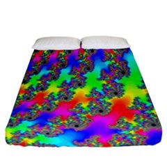 Digital Rainbow Fractal Fitted Sheet (california King Size) by Simbadda